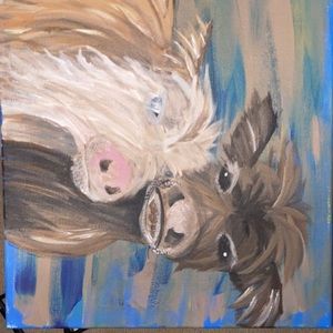 16x20 canvas cow painting in acrylic